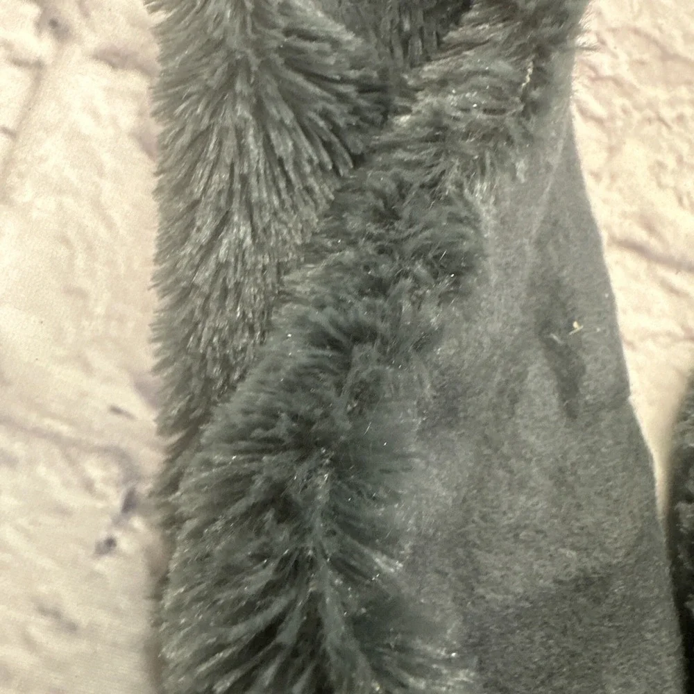 Juncture Faux Fur Muffler Infinity Scarf Dark Gray Plush Shag Winter Neck Warmer